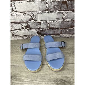 Stuart Weitzman Periwinkle Blue Suede Leather Espadrille Sandals Women Sz 6B US